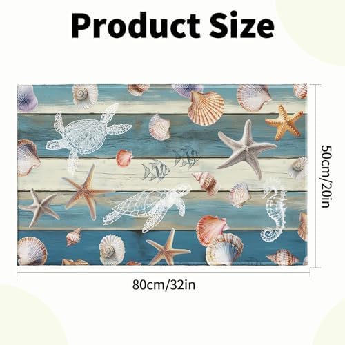 Giwawa Coastal Starfish Bath Rug Summer Sea Turtle Bathroom Carpet Soft Non - Image 3