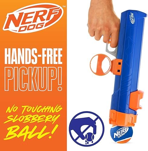 Nerf Dog Tennis Ball Blaster Dog Toy Blue/Orange, 16 Inch Compact Blaster - Image 6