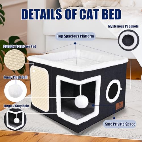 Cat Beds for Indoor Cats, Large Cat Cave Bed - Image 4