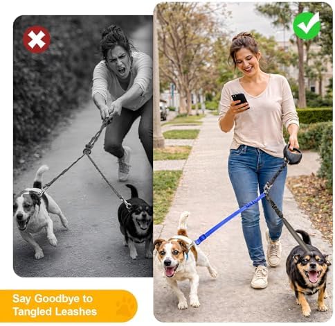 Double Dog Leash for Two Dogs, Professional No Tangle 360° Swivel Coupler - Image 4