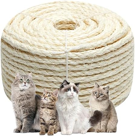 Natural Sisal Rope 1/4 Inch 6mm 164-Feet by Juomid