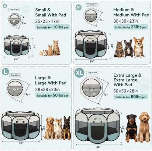 Sieidihit Dog Cat Pet Playpen Puppy Crate Cage Indoor Outdoor, Large Grey - Image 2