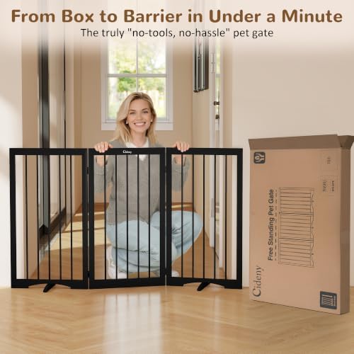 32" Extra Tall Free Standing Dog Gate Indoor, Foldable Pet Gate - Image 5