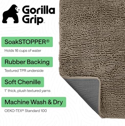 GORILLA GRIP SoakSTOPPER Dog Door Mat, Machine Wash Dry, 36x24 Cappuccino - Image 3