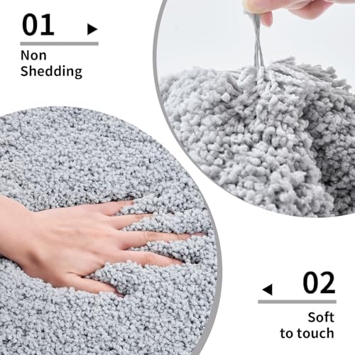 Disolla Silver Grey Bathroom Rugs 17x24, Non-Slip Plush Small Bath Mat - Image 4