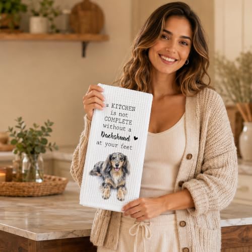 Dachshund Kitchen Towel, Funny Dapple Dog Lover Gift - Image 4