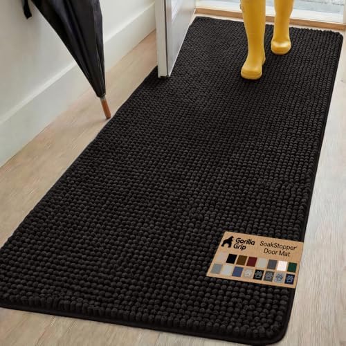 GORILLA GRIP SoakSTOPPER Dog Door Mat, Machine Wash and Dry, 70x24 Black by GorillaGrip