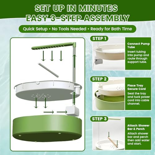 Bird Shower Bath Set for Budgies, Cockatiels & Small Parrots, Indoor Bird Bath - Image 6