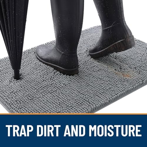 OLANLY Dog Door Mat for Muddy Paws 47x32, Super Absorbent Chenille Mud Mat - Image 2