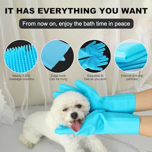 Pet Grooming Gloves, Heat Resistant Silicone Gloves，Silicone Hair Removal Mitt - Image 2