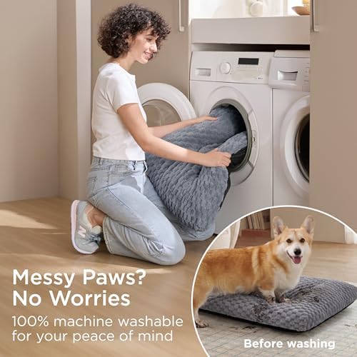 Bedsure XL WashableDog Bed for Crate, Soft Bubble Fleece, Extra Large 41" - Image 6