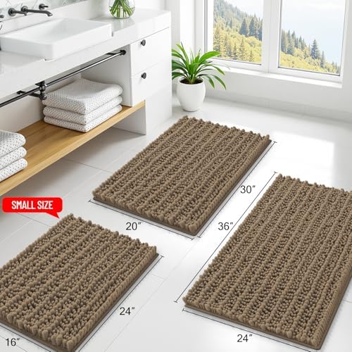 Smiry Bathroom Rugs 30X18, Extra Soft Rubber Backing Chenille Bath Mats - Image 2