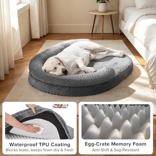 JOEJOY Orthopedic Dog Beds Large Sized Dog, Washable Waterproof Oval Large Dog - Image 5