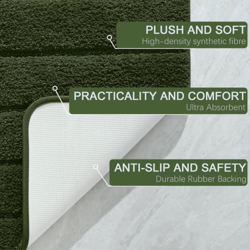 AROGAN Luxury Long Bathroom Runner Rugs 24x60 Inch Bath Rug, Olive Green - Image 7