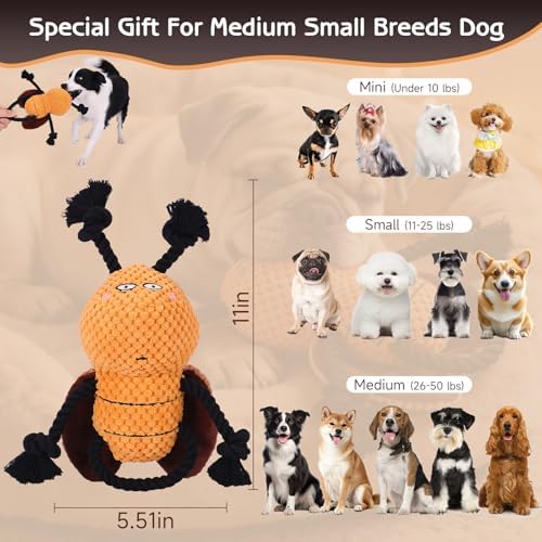 Yipetor Cockroach Squeaky Dog Toy, Puppy Rope Chew Toy - Image 6
