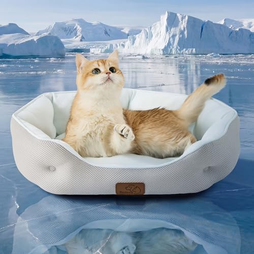 Bedsure AeroFrost™ Cooling Small Dog Bed, Round Washable, 20In Arctic Blue by BEDSURE