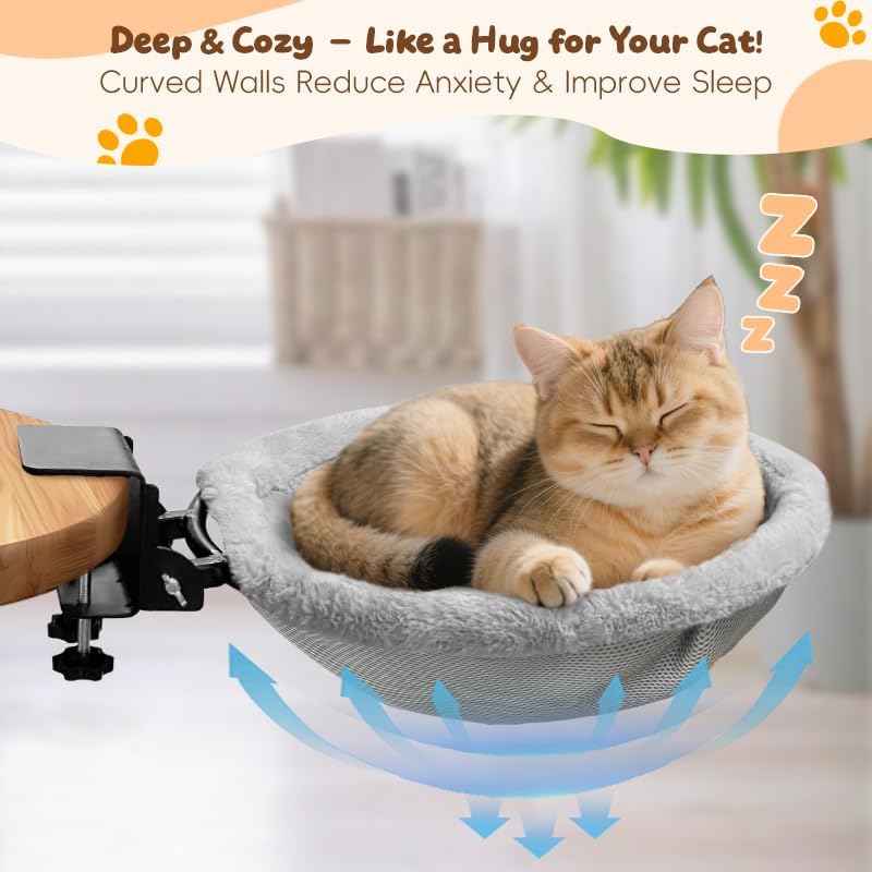 Cat Bed for Desk |2 Machine-Washable Covers |Foldable Cat Bed Desk Mount - Image 4