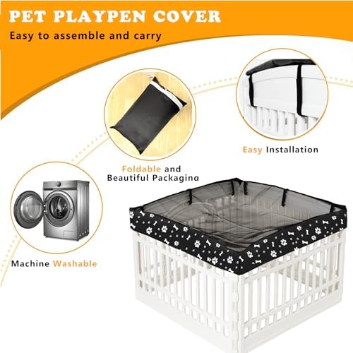 Dog Playpen Mesh Top Cover for 36" Inch Pet Playpen - Image 4