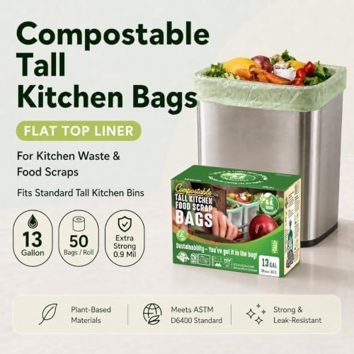 UNNI Compostable Bags, 13 Gallon, 49.2 Liter, Extra Thick 0.9 Mil - Image 2