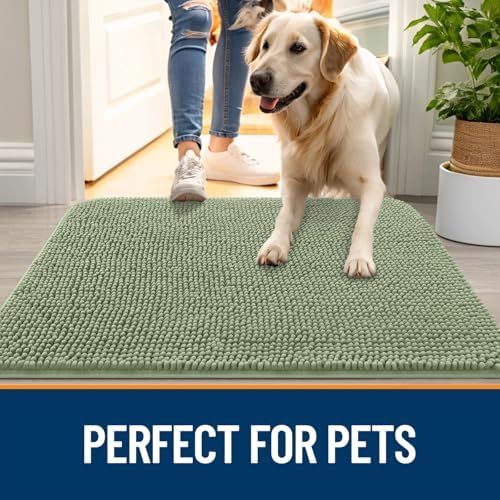 OLANLY Dog Door Mat for Muddy Paws 30x20, Super Absorbent Chenille Mud Mat - Image 6