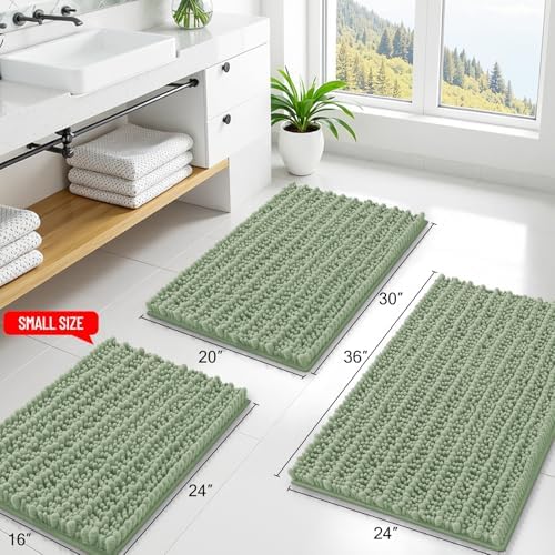 Smiry Bathroom Rugs 47X24, Extra Soft Rubber Backing Chenille Bath Mats - Image 2