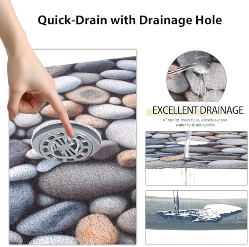 Square Shower Mat, Yonala 36 x 36 Inch Stylish Non Slip Shower Mats - Image 5