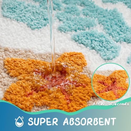 Blue Beach Bathroom Rugs Ultra Soft Microfiber Washable Absorbent - Image 5