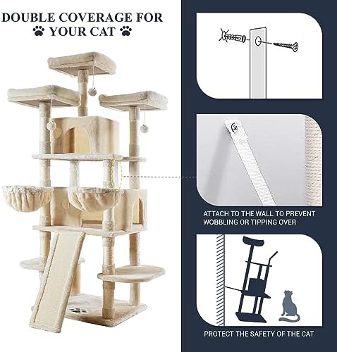 Allewie 68 Inches Cat Tree/House and Towers - Image 6