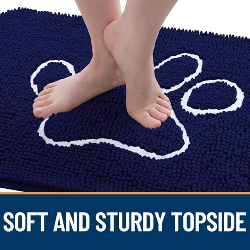 OLANLY Dog Door Mat for Muddy Paws 54x32, Paw Print Design Chenille Mud Mat - Image 4