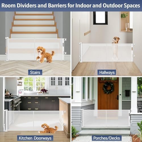Reinforced 18" Tall 55" Wide Retractable Gate Prevents Crawling Under/White - Image 5