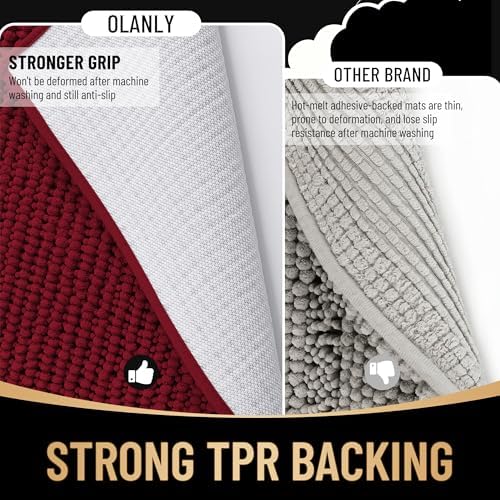 OLANLY Thick Chenille Large Bathroom Rugs Mats 59x35 - Image 5