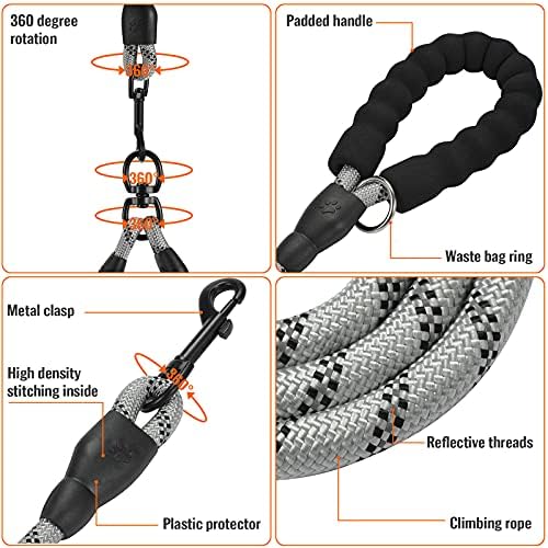 Double Dog Leash Reflective Detachable Coupler &360° Swivel Tangle Free - Image 3
