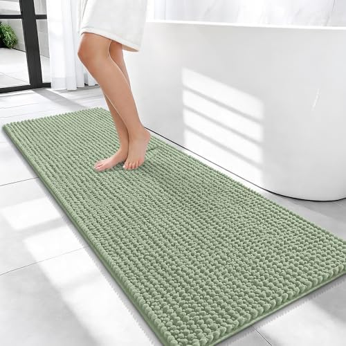 OLANLY Thick Chenille Bathroom Runner Rugs Mats 47x20, Sage Green by OLANLY