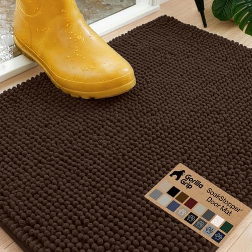 GORILLA GRIP SoakSTOPPER Dog Door Mat, Machine Wash and Dry, 24x17 Brown by GorillaGrip