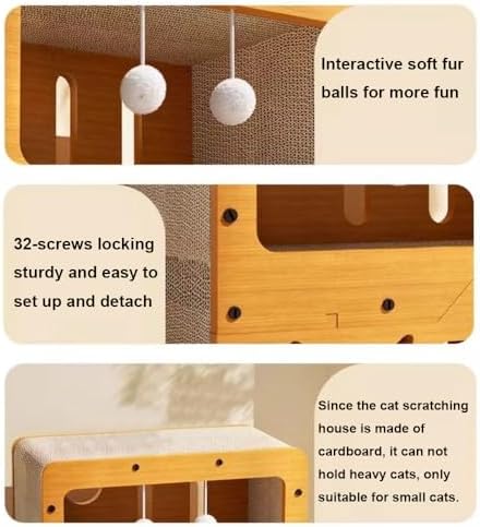 Cat Scratcher Cardboard House, 2 Floor Kitty Scratching Pad Lounger Bed - Image 6