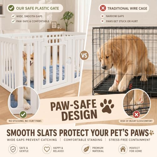 VNE Dog Playpen Indoor with Door, Portable Puppy Playpen, 8-Panel Pet Pen - Image 3