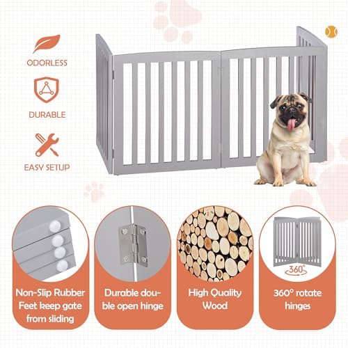Dog Gate Pet Gate for House, Doorways 82x24 Inch 4 Panels Foldable Dog Fence - Image 5