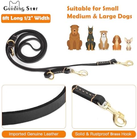 Guiding Star 8ft Leather Dog Leash - Image 2