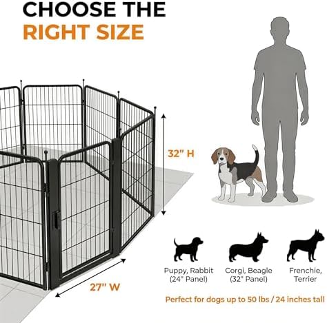 32 Inch Dog Playpen, 8-Panel Metal Pet Exercise Pen - Image 2