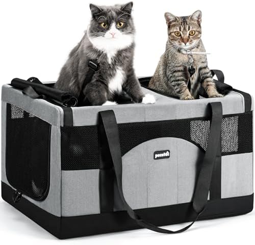Pecute Large Cat Carrier, Soft Double Pet Crate by pecute