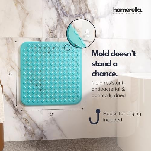 homerella Square Shower Mat Non Slip Anti Mold 21x21 Anti Slip Shower Mat - Image 3