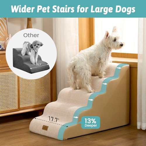 COZY KISS Wide Dog Stair for Small Dog 22.6" H, 5 Step Pet Ramp for Bed - Image 2