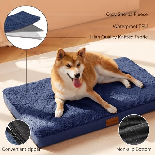 Patas Lague Orthopedic Large Dog Bed Pet Sofa Mat 42''X28'' Navy Blue - Image 3