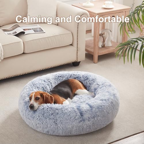 33 in Faux Fur Fluffy Donut Dog Bed - Image 2