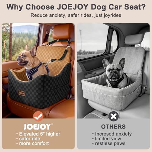 JOEJOY Elevated Dog Car Seat for Small/Medium Dogs up to 35 lbs, Memory Foam - Image 4