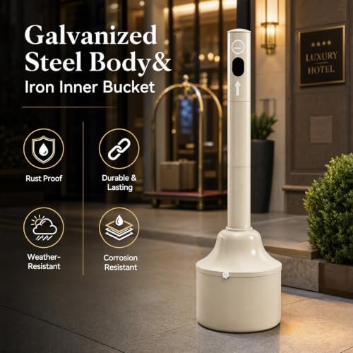 Eboot 40 Inch Standing Trash Receptacle Disposal, 5 Gallon Steel - Image 3