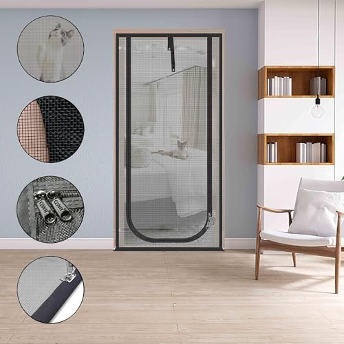 QWR Upgraded Pet Screen Door Fits Opening Door Up to 36"x84", Heavy Duty Cat - Image 3