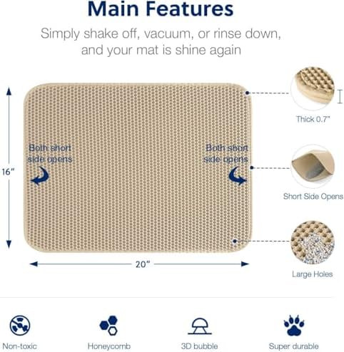 WePet Cat Litter Mat, Kitty Litter Trapping Mat, Honeycomb Double Layer Mats - Image 2