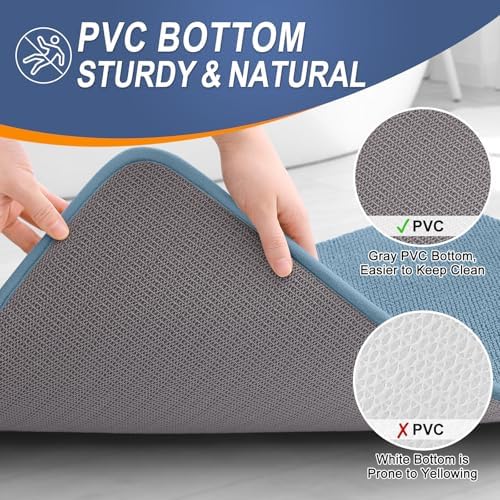 OLANLY Memory Foam Large Bathroom Rugs 59x35, Absorbent Bath Mat, Airy Blue - Image 4