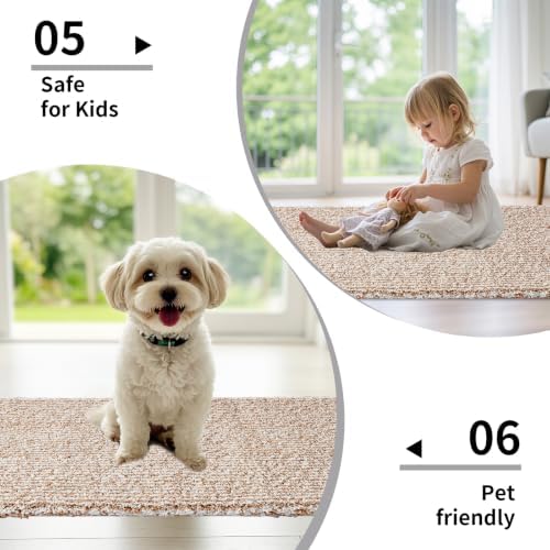 Disolla Beige & White Bathroom Runner Rug 24x59, Soft Plush Large Bath Mat - Image 6